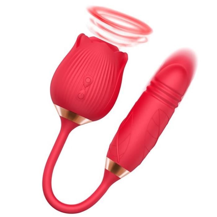 Rosa Succionadora Vibrador Efecto Acordeón Doble Estimulación