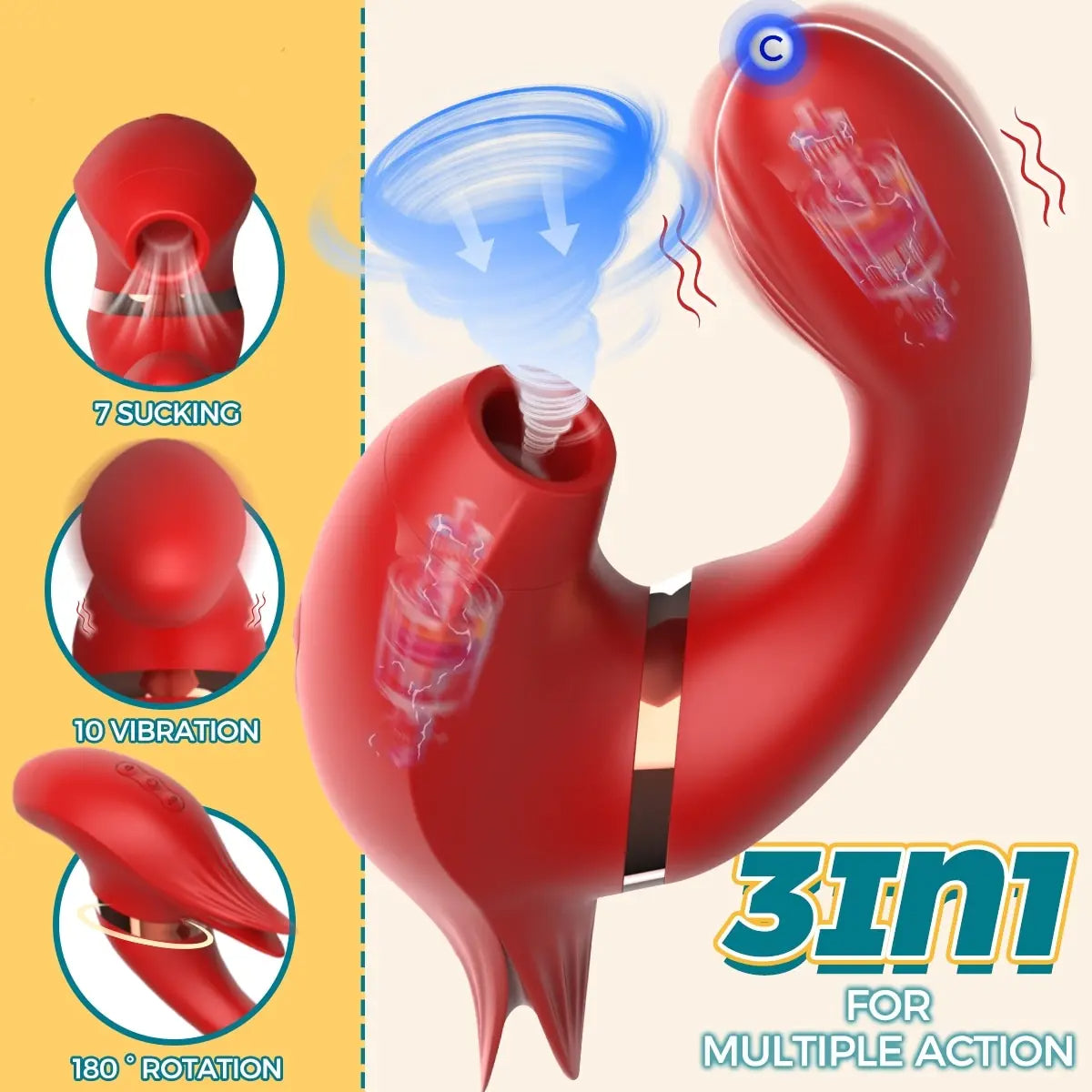 Vibrador y Succionador Estimulador 3 En 1