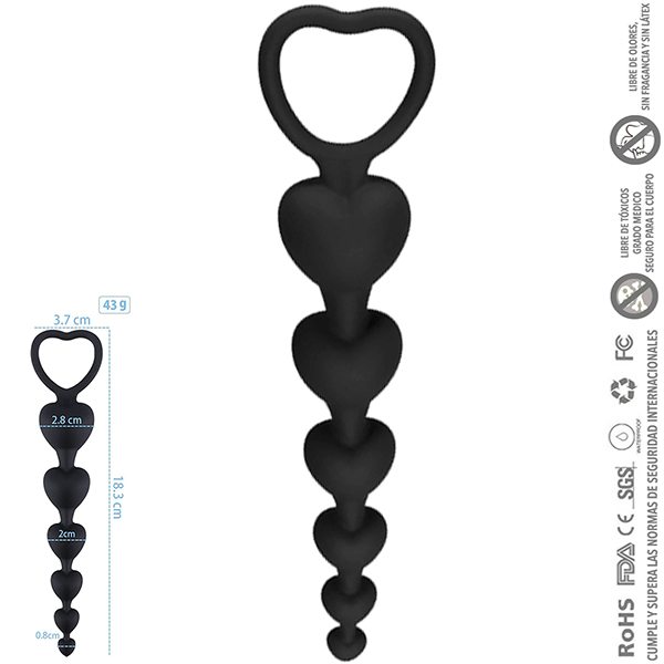 Plug Anal Bolas En Forma de Corazon