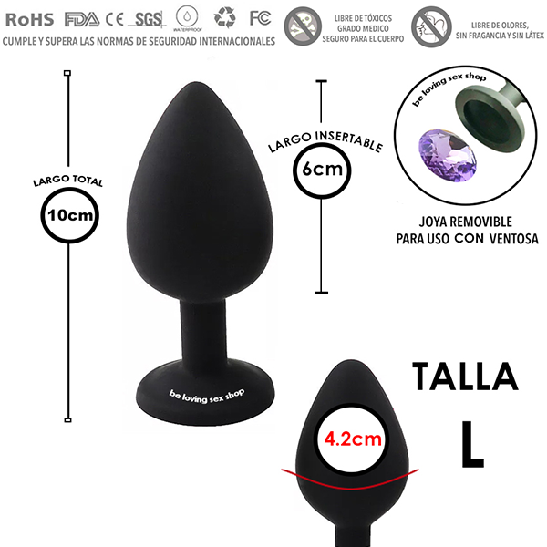 Mini Plug Anal de silicon Huevo con Joya L