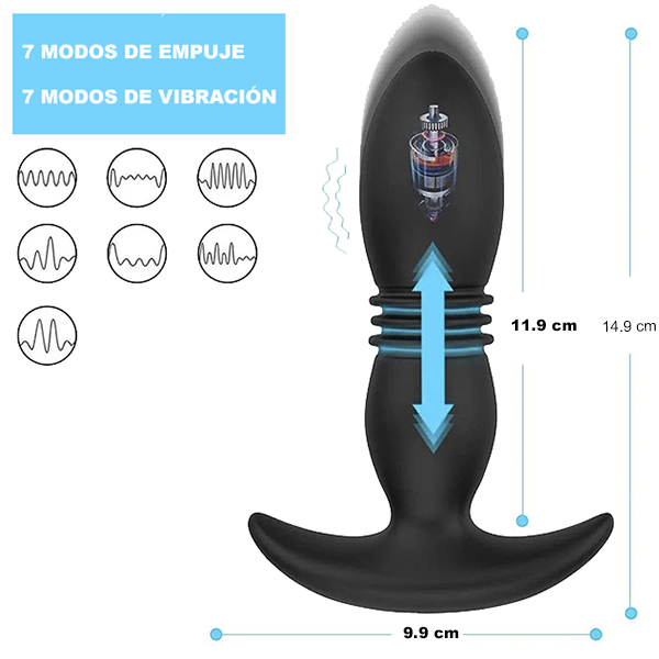 Plug Anal con vibracion y Telescópico, Prostático